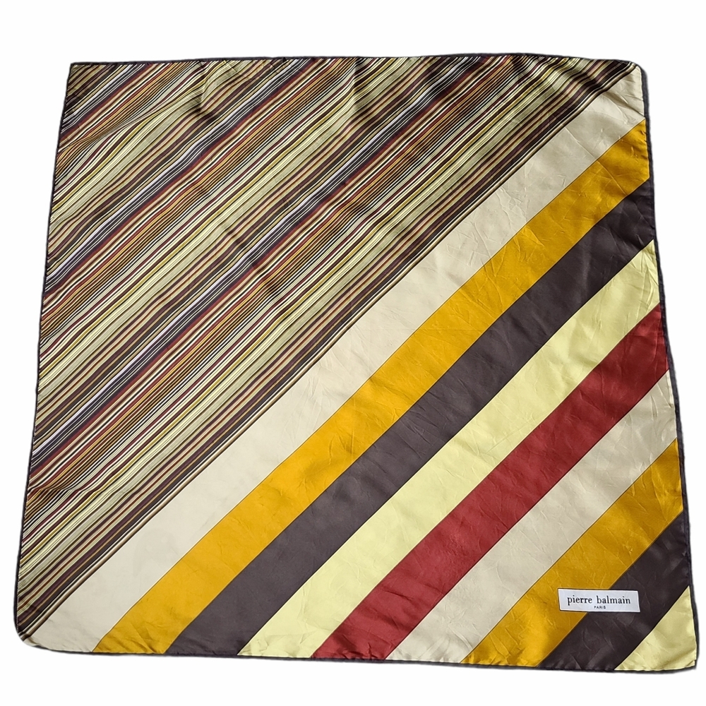 Pierre Balmain Paris Multicolor Striped Silk Scarf